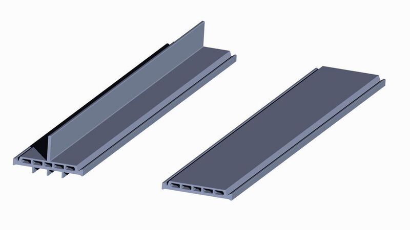 Von SLS aus High-Temp-PVC extrudierte Verstärkungsrippen für Verbundbauteile, die etwa zur thermischen Trennung von Aluminiumprofilen in Tür- und Fensterkonstruktionen dienen. (SLS)