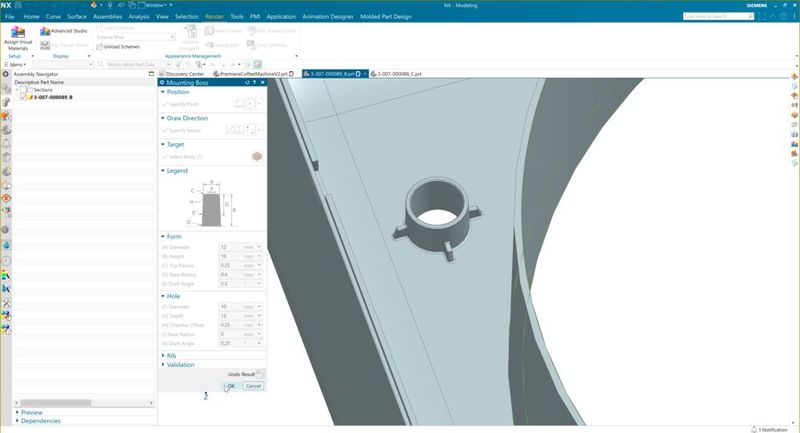 Der neue Kunststoffteile-Designer zum schnellen und einfachen Hinzufügen und Validieren von Formteilen reduziert Formfehler und Materialverschwendung.  (Bild: Siemens Digital Industries Software)