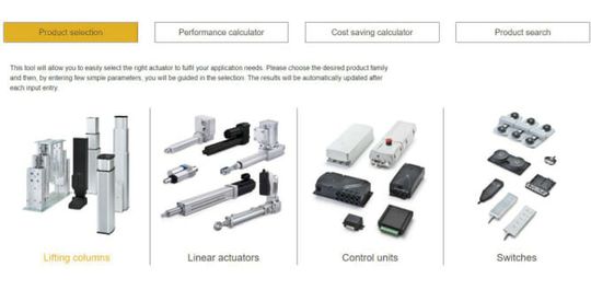 (Bild 2: Mit der Product Selection kann der User ganz einfach den richtigen Antrieb für seine Anwendung finden. Bild: Ewellix Gruppe)