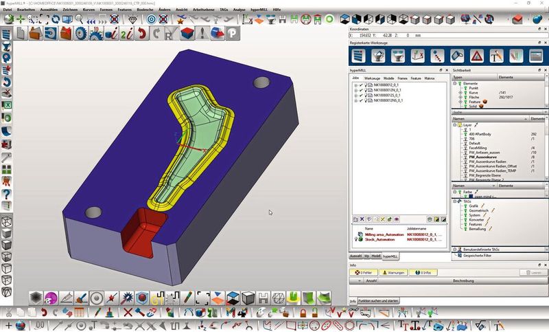 Ein Blick in das System: Die mit Hypermill erzeugten Fräsbahnen gewährleisten eine hohe Oberflächengüte. (Bild: Open Mind)