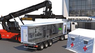 Mit Containerlösungen wie dieser, von Technotrans, lässt sich auch in abgelegenen Gebieten eine Impfinfrastruktur aufbauen. (Bild: Technotrans)