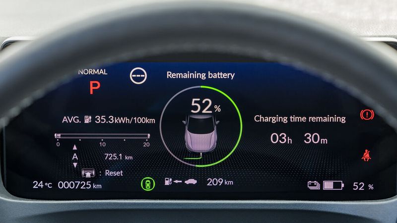 Der Akkustand liegt bei 52 Prozent, die Rest-Reichweite wird mit über 200 Kilometern angegeben. (Bild: Honda)