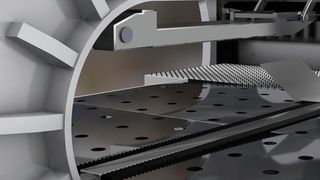 In der Manipulationseinheit eines vollelektrischen Biegezentrums regelt der Dehnungssensor DSRT von Baumer die Blechhaltekraft sicher und zuverlässig. (Baumer)