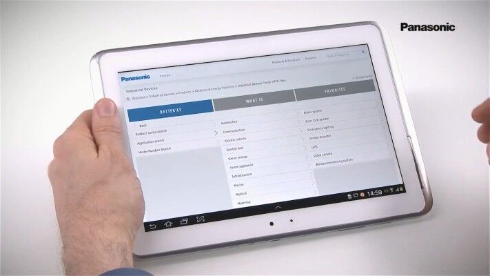Hilft bei der Batterie-Suche: die Panasonic Battery Finder App gibt es nun auch für Smartphones, Tablets, Laptops und Desktops (Bild: Panasonic Industrial Devices)