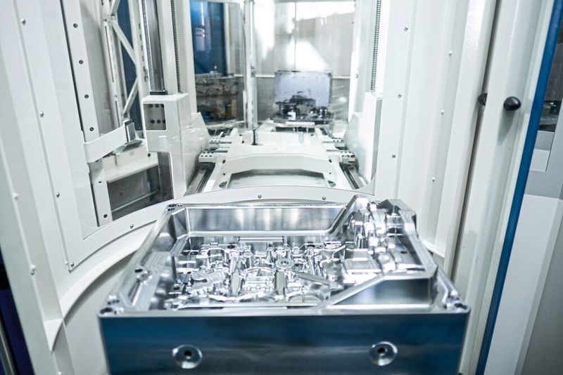 Das Achsenkonzept der Grob-Universalbearbeitungszentren ermöglicht das Bearbeiten tiefer Kavitäten bei guter Späneabfuhr. (Grob)