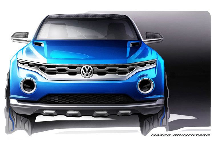Die Frontpartie des T-Roc unterscheidet sich  deutlich vom bisherigen Gesicht der Wolfsburger SUV-Familie: Ein großer, wabenförmiger Grill, sehr schmale und runde LED-Scheinwerfer prägen die Front. (Foto: VW)