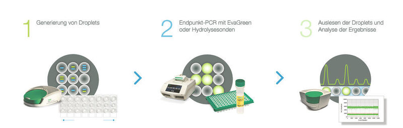 Abb. 2: Prinzip der Droplet Digital PCR (ddPCR) (Bio-Rad)
