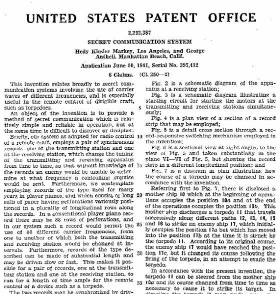 Da das US-Militär die Erfindung nicht zum Einsatz brachte – sie nahmen das Patent einer Schauspielerin und eines Komponisten nicht ernst – konnten die beiden Erfinder keinen finanziellen Nutzen erzielen.  (gemeinfrei)