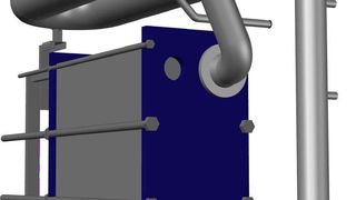 Alfa Laval hat einen überfluteten Plattenverdampfer mit Abscheider vorgestellt. Er spart gegenüber konventionellen Verdampfer Platz ein. Bild: Alfa Laval (Archiv: Vogel Business Media)