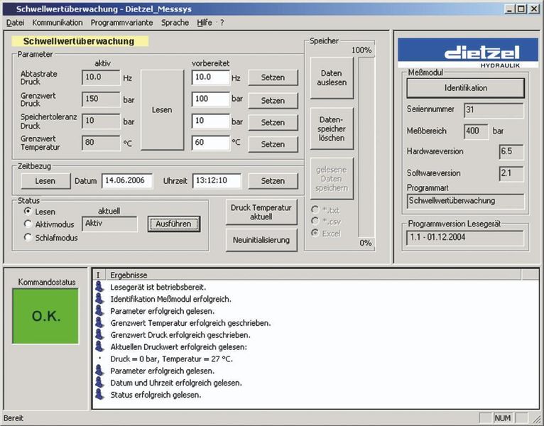 Benutzeroberfläche der Bediensoftware: Hier werden die Grenzwertparameter eingegeben. (Archiv: Vogel Business Media)