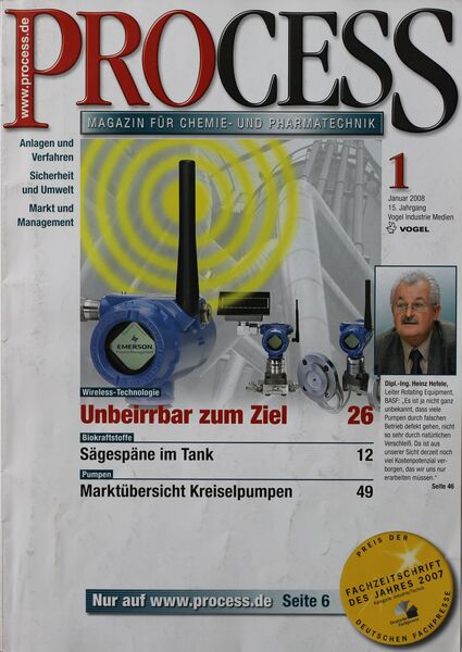 Januar 2008   Top Themen:  - Unbeirrbar zum Ziel - Sägespäne im Tank - Marktübersicht Kreiselpumpen (Bild: PROCESS)
