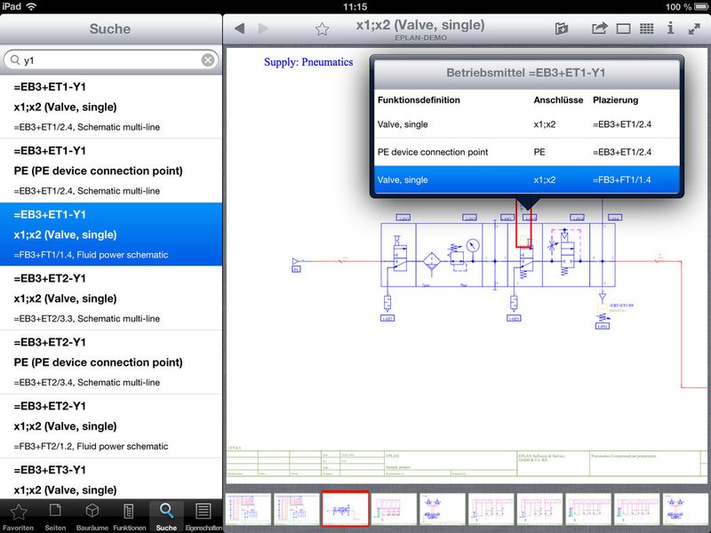 Im Servicefall kann mit der App von Bauteil zu Bauteil navigiert werden. (Eplan)