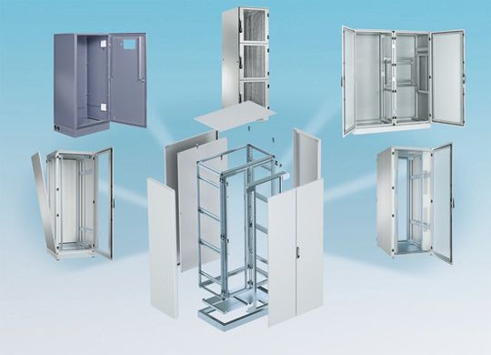 Schranksystem IS-1: Der Grundaufbau des IS-1 in der Mitte ist umgeben von Beispielen der unterschiedlichen Konfigurationsmöglichkeiten. Von unten links im Uhrzeigersinn: Netzwerkschrank, Industrieschrank, Colocationrack, Sonderschrank, Serverschrank. Schranksystem IS-1: Der Grundaufbau des IS-1 in der Mitte ist umgeben von Beispielen der unterschiedlichen Konfigurationsmöglichkeiten. Von unten links im Uhrzeigersinn: Netzwerkschrank, Industrieschrank, Colocationrack, Sonderschrank, Serverschrank.