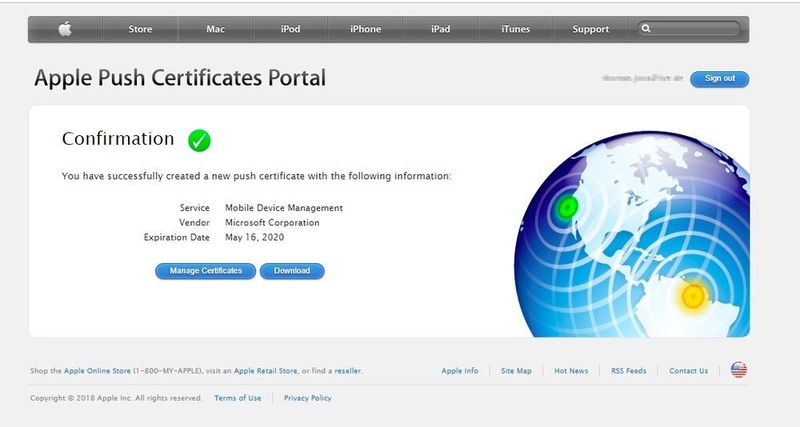 Für die Anbindung von iPhones/iPads an Geräterichtlinien in Office 365 wird ein Apple-Zertifikat benötigt. (Joos / Apple)