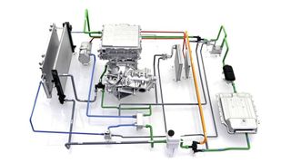 Hyundai hat die Wärmepumpentechnologie bei E-Fahrzeugen weiterentwickelt. Diese nutzt jetzt nicht nur die Abwärme aus Antriebsmotoren, Bordladegeräten und Wechselrichtern, sondern nun auch die der Akkupacks, und stellt diese Wärme der Heizung zur Verfügung. (Bild: Hyundai)