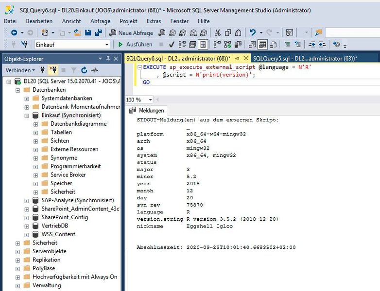 Anzeigen der installierten R-Version. (Bild: Joos / Microsoft)