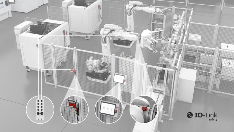 Mit der Kombination robuster Sicherheitskomponenten und IO-Link Safety ermöglicht Euchner eine durchgängige, sichere Kommunikation in der Automatisierung.(Bild:  Euchner GmbH + Co. KG)
