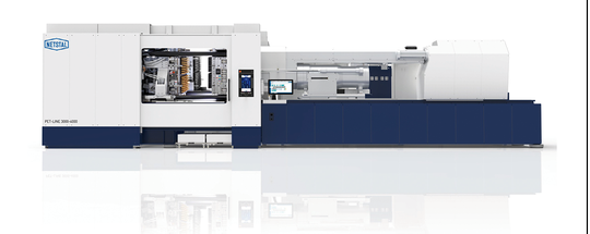 (PET-Herstellung: Die Spritzgussmaschine Netstal PET-Line 2. Bild: Netstal)