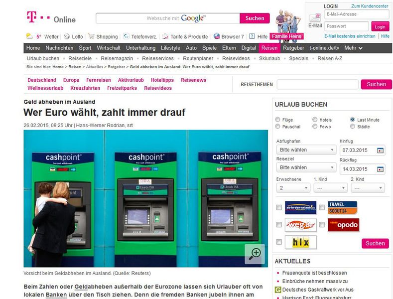 Das T-Online-Portal „Reisen“ vormals TripDiscover.de, ist ein Beispiel für eine Hybrid Cloud, die auf Google App Engine läuft. (Bild: T-Online)