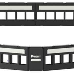 Shielded keystone patch panels from Panduit, here with 24 ports, 1U, flat or angled version with clear identification, 4 removable faceplates for flush-mounted jacks, including grounding bolt and hex nut.(Image: Panduit)