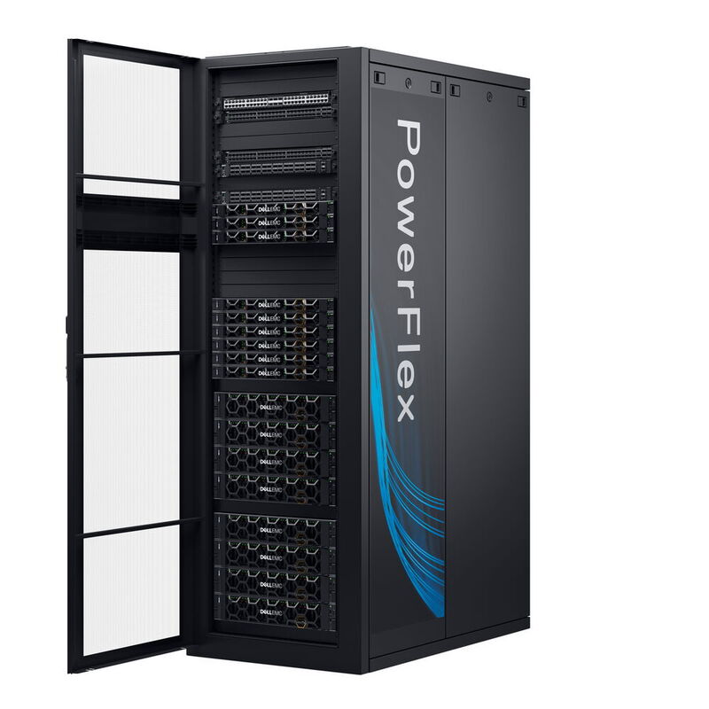 Dell EMC PowerFlex-Plattform steht in mehreren Varianten zur Verfügung, etwa als Rack-Version inklusive eines Top-of-Rack-Switches.