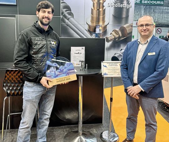 Pablo Cattin (à gauche), responsable des ventes chez Wibemo et Thierry Vedrine (à droite), responsable des ventes chez Dixi Polytool France au SIMODEC 2026.(Source :  MSM)