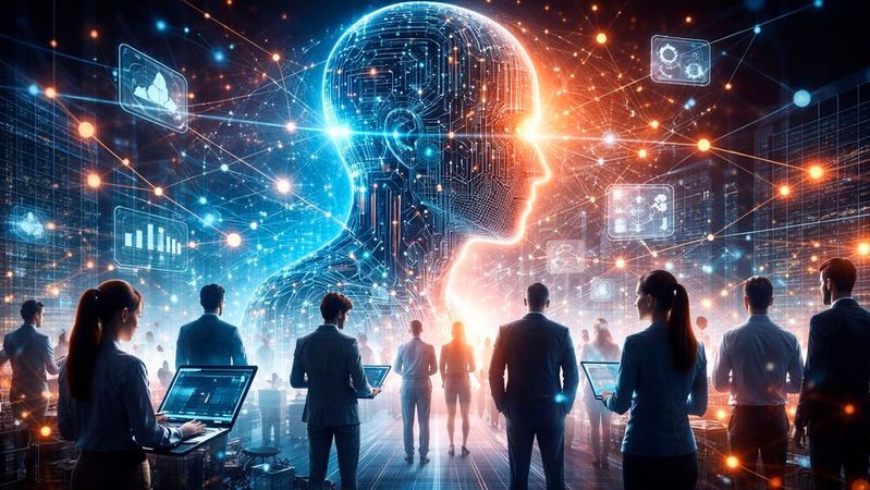 Künstliche Intelligenz verändert Arbeitsprozesse und Kompetenzanforderungen in immer mehr Berufsgruppen.(Bild:  ChatGPT / KI-generiert)