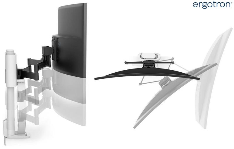 Dank der patentierten Constant-Force-Technologie ist die Monitor-Tischhalterung mit geringem Kraftaufwand reibungslos tiefen- und höhenverstellbar. Die gewünschte Bewegung erfolgt dabei geradlinig.  (BTS Business Trading Shops)