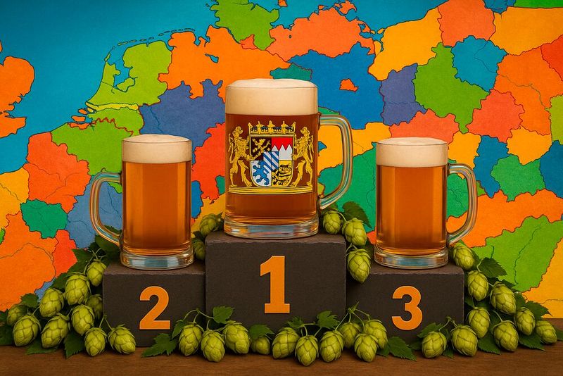 In dieser Galerie werfen wir einen Blick auf die Bundesländer, die 2024 die meisten Braustätten beherbergen. Spitzenreiter ist Bayern mit über 598 Brauereien. Trotz rückläufiger Zahlen bleibt die bayerische Braukultur stark verwurzelt. Kleinere, lokale Brauereien prägen zunehmend die Bierlandschaft. Entdecken Sie mit uns, wo das Bierbrauen in Deutschland besonders floriert! (Bild: GPT Image Editor / KI-generiert)