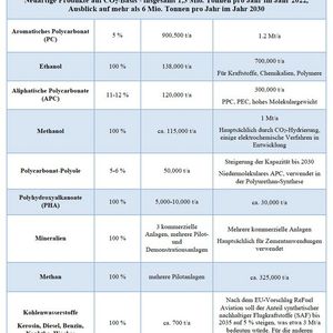 CO2-basierte Produkte: Produktionskapazitäten 2022 und Aussichten für 2030 (Bild:  Nova-Institut)