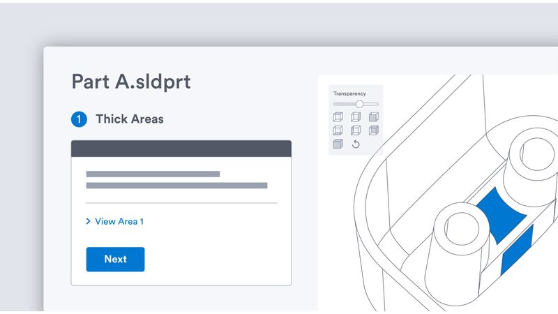ProDesk ermöglicht KI-gestützte Echtzeit-Angebote unter anderem inklusive Machbarkeitsanalyse (DfM, engl.: Design for Manufacturability).(Bild:  Protolabs)