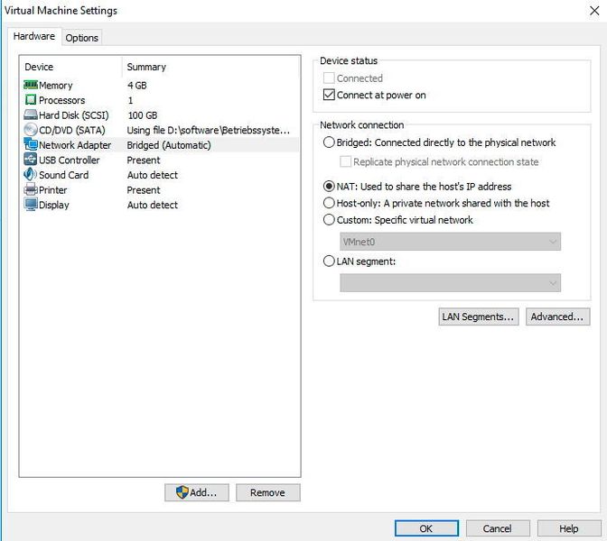 In VMware Workstation können VMs auch über NAT mit dem Netzwerk kommunizieren. (Joos / VMware)