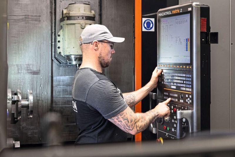 Thomas Lomoth at the controls of one of Metaxon AG's six cutting machines. (Image:Walter AG)