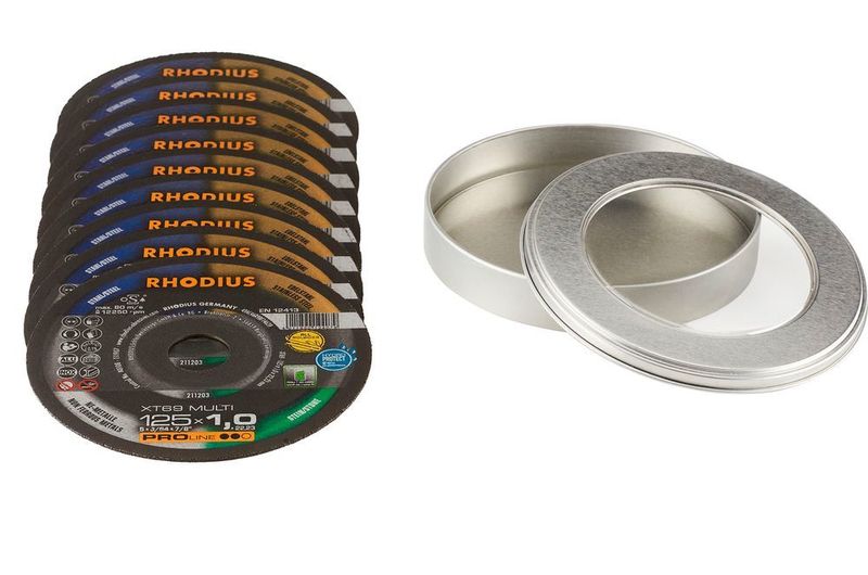 Anwender erhalten die XT69 Multi unter anderem in der praktischen und wiederverschließbaren Blechdose. So passen die Scheiben mühelos in jede Tasche und sind jederzeit griffbereit, sagt Rhodius. (Rhodius)