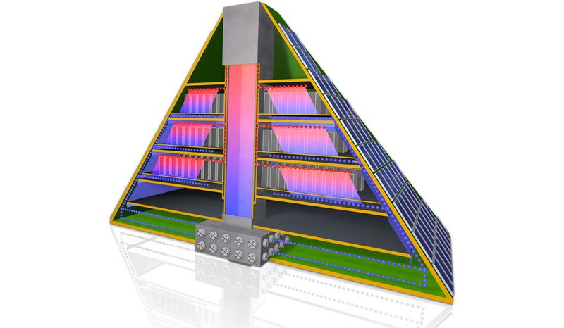 ... und visionärer Art. Das Unternehmen Prior1 bewarb sich um den Deutschen Rechenzentrumspreis mit einem Konzept, das Fallwinde in einer Pyramide zur Kühlung und zur Stromerzeugung vorsiht und Solarzellen an den Außenwänden., siehe auch Artikel: 
