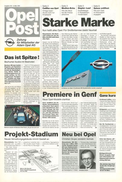 Gute alte Zeit: 1994 hieß man noch Adam Opel AG. (Bild: Opel)