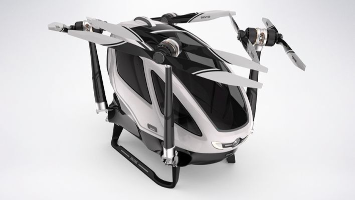 Der elektrisch angetriebene Quadcopter Ehang 184 kann Personen bis zu einem Gewicht von 110 kg bis zu 23 Minuten transportieren.  (Ehang)