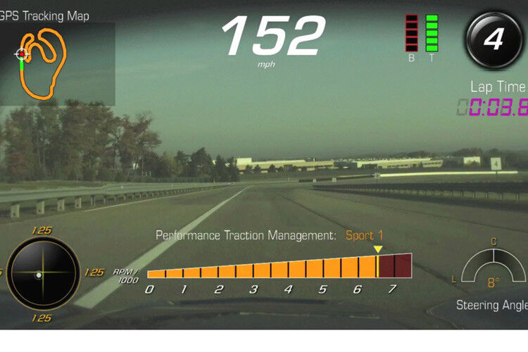 Ähnlich wie die Kamera an Bord eines Rennwagens produziert der „Performace Data Recorder“ ein Video mit Zusatzinformationen aus der Sicht des Fahrers. (Foto: Hersteller)