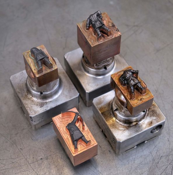 Various electrodes milled by Plasticom for die sinking injection moulds to produce plastic figurines. (Whitehouse Machine Tools)
