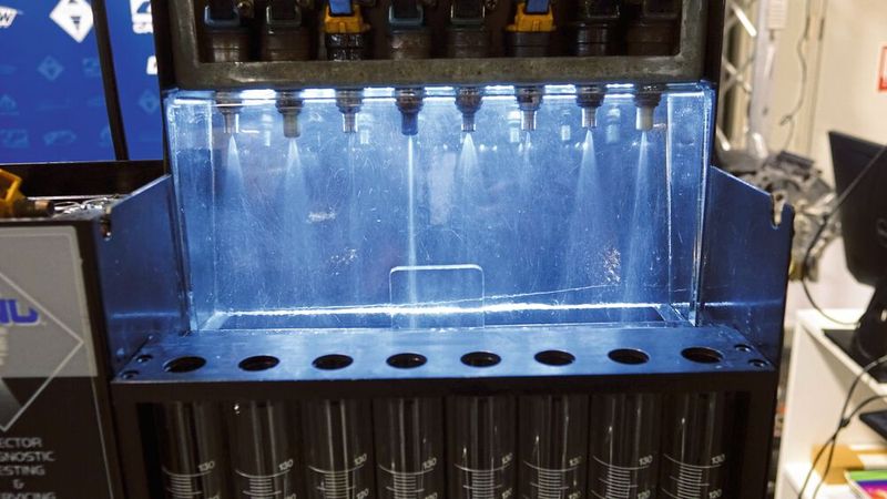 Praktisches Beispiel, wie das Spritzbild einer alten (D- und L-Jetronic) aussehen kann/soll. (Bild: Dominsky –  »kfz-betrieb«)