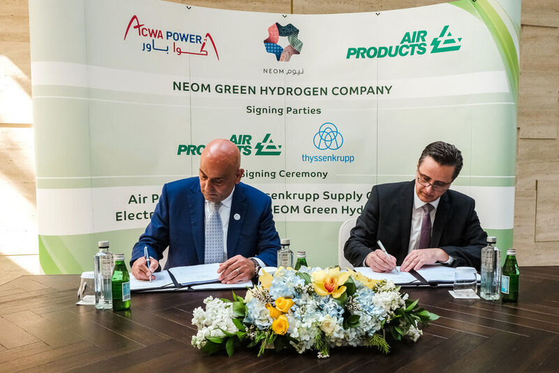 Gasriese Air Products hatte Thyssenkrupp bereits früh als Technologielieferant und als Partner für das Wasserstoffprojekt in Saudi Arabien ausgewählt. (Thyssenkrupp)