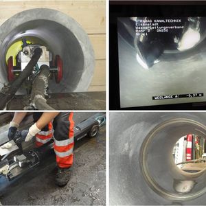 Muffensanierung am Rohrprüfstand für Faserzementrohre mit einem Standardroboter