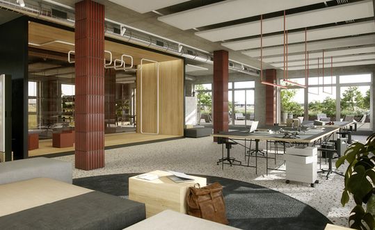 (TESTA, Berlin: Visualisierung der Büros im Innenbereich. Bild: Alfons & alfreda AG)