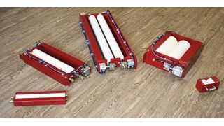 Zu sehen ist eine Auswahl der WF-Filzwalzenbeölerreihe mit 32/60 Millimeter Walzendurchmesser, bei denen die Auftragswalzen entweder über Federn oder pneumatische Hubzylinder angestellt werden. (Eckardt)