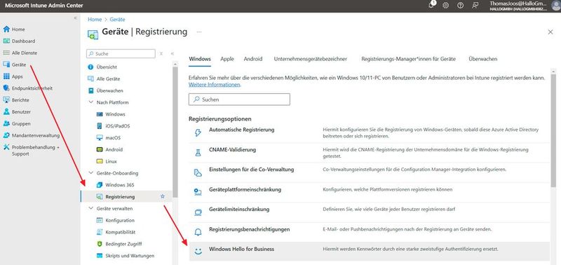 Das Microsoft Intune Admin Center zeigt den Weg über 