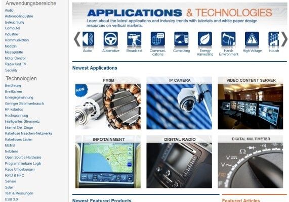 Technologiesite von Mouser: Neben Tools bietet der Distributor auch Informationen zu verschiedensten Themen (Bild: Mouser)