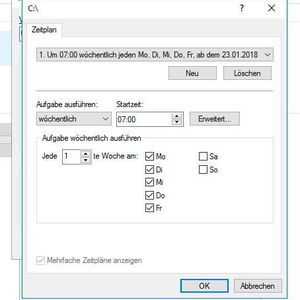 Für Schattenkopien lassen sich auch Zeitpläne erstellen.