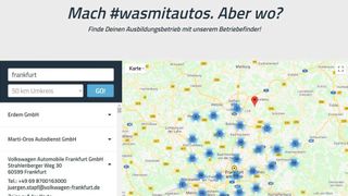 Der Betriebefinder der Initiative „Autoberufe“ spürt die Ausbildungsbetriebe im gewünschten Ort auf, idealerweise mit allen für den interessierten Jugendlichen wichtigen Informationen. (Bild: ZDK)