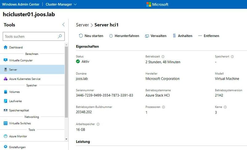 Überprüfen der Betriebssystemversion von Azure Stack HCI. (Joos/Microsoft (Screenshot))