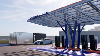 In Deutschland kooperiert Nio mit dem Energieanbieter „EnBW“ und baut Wechselstationen neben Schnellladesäulen. (Bild: EnBW)